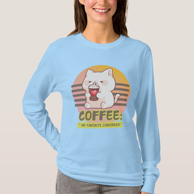 Camiseta gato com uma citação de café cardíaco (Frente)