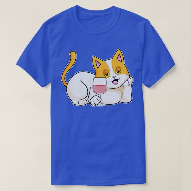 Camiseta Gato com Vidro de Vinho (Frente do Design)