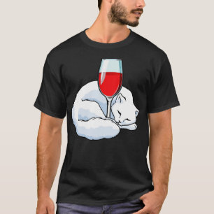 Camiseta Gato Com Vidro De Vinho Vermelho