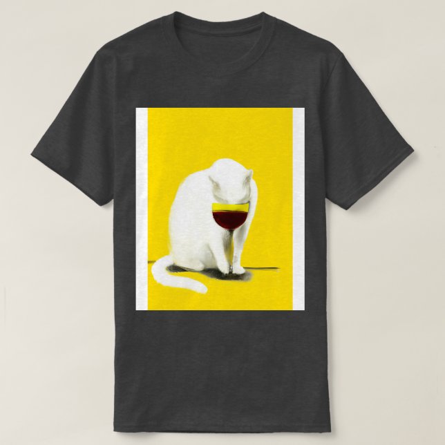Camiseta Gato com Vinho (Frente do Design)