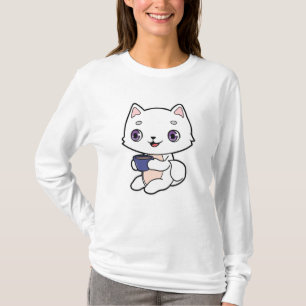 Camiseta Gato com Xícara de Café