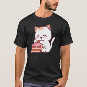 Camiseta Gato Comendo Delicioso Bolo De Doces