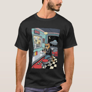 Camiseta Gato Comendo Lamen Lanchonete Vintage Japonês Kawa