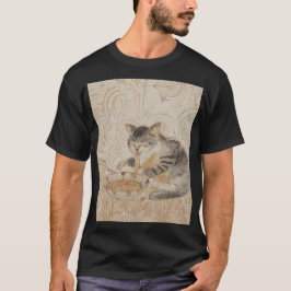 Camiseta Gato comendo macarrão