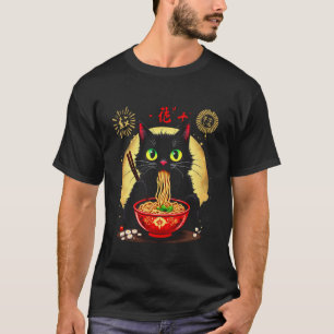 Camiseta Gato Comendo Macarrão