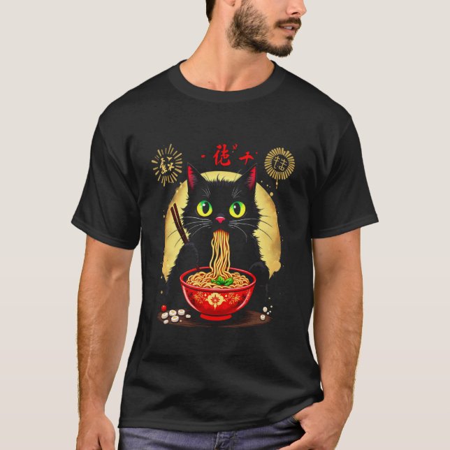 Camiseta Gato Comendo Macarrão (Frente)
