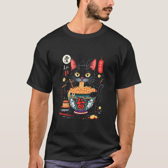 Camiseta Gato Comendo Macarrão (Frente)