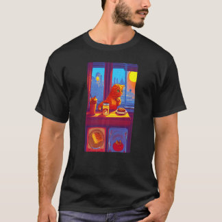 Camiseta Gato comendo marmelada no café da manhã laranja cí