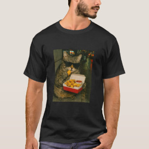 Camiseta Gato Comendo Meme de Nugget de Frango Urbano Retrô