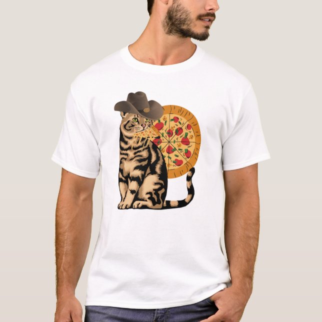 Camiseta Gato comendo pizza (Frente)
