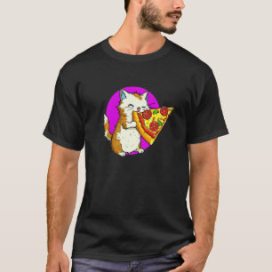 Camiseta Gato Comendo Pizza Gato E Pizza