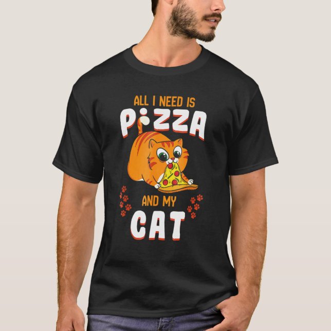 Camiseta Gato Comendo Pizza Tear Pepperoni Gato De Gato (Frente)