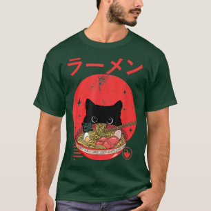 Camiseta Gato Comendo Ramen Japonês Anime Kawaii
