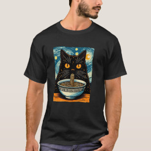 Camiseta Gato Comendo Ramen, Noite Estrelada Van Gogh, Aman