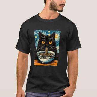 Camiseta Gato Comendo Ramen, Noite Estrelada Van Gogh, Aman