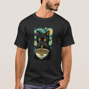Camiseta Gato Comendo Ramen, Noite Estrelada Van Gogh, Aman