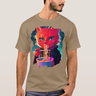 Camiseta Gato Comendo Ramen Noodles Animes Legal Gatos Food