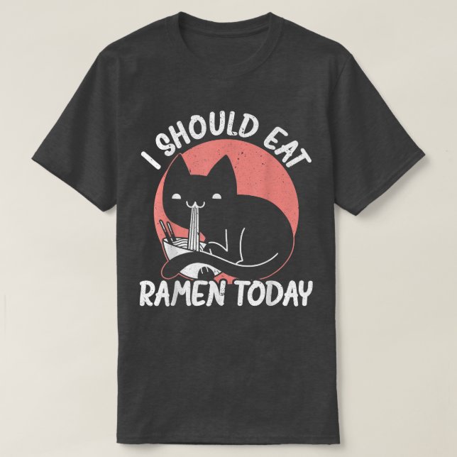 Camiseta Gato Comendo Ramen Noodles Comida Japonesa (Frente do Design)
