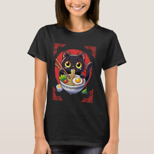 Camiseta Gato Comendo Ramen Noodles Estilo de Vintage Japon