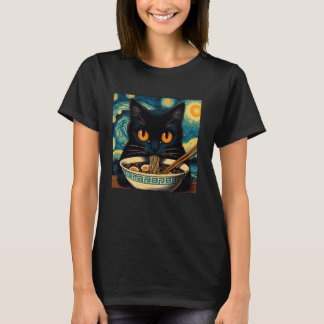 Camiseta Gato Comendo Ramen, Starry Night Van Gogh, Cat Lov