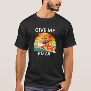 Camiseta Gato Comendo Uma Pizza  Me Dê Pizza