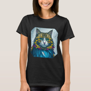 Camiseta Gato Comeu a Pena de Canário Arte de Retrato Col