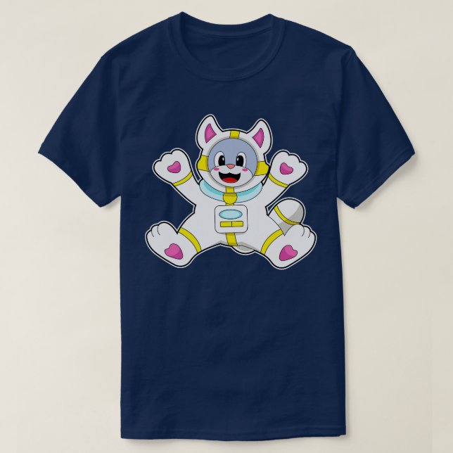 Camiseta Gato Como Astronauta Em Figurino (Frente do Design)