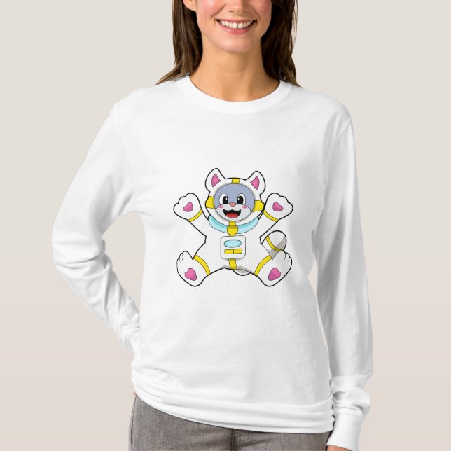 Camiseta Gato como astronauta na fantasia (Frente)