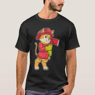 Camiseta Gato como Bombeiro com Ax