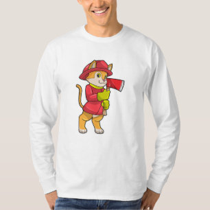 Camiseta Gato como Bombeiro com Ax