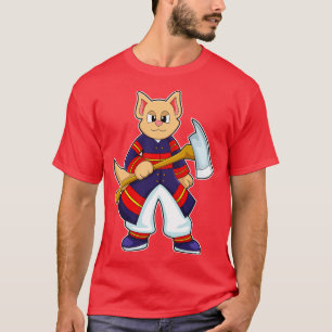 Camiseta Gato como Bombeiro no Corpo de Bombeiros com Ax