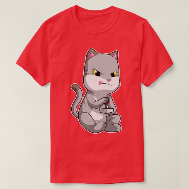 Camiseta Gato como com Controles (Frente do Design)