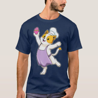 Camiseta Gato como cozinheiro com Muffin Cozinhar