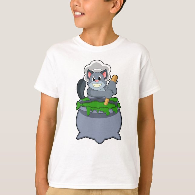 Camiseta Gato como cozinheiro com poção mágica (Frente)
