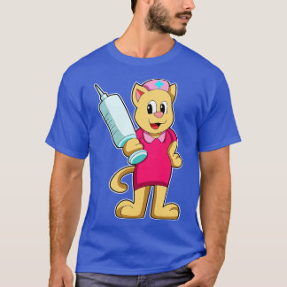 Camiseta Gato como enfermeiro com seringa