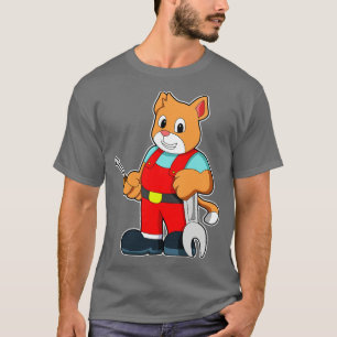 Camiseta Gato como engenheiro de mecatrônica com ferramenta