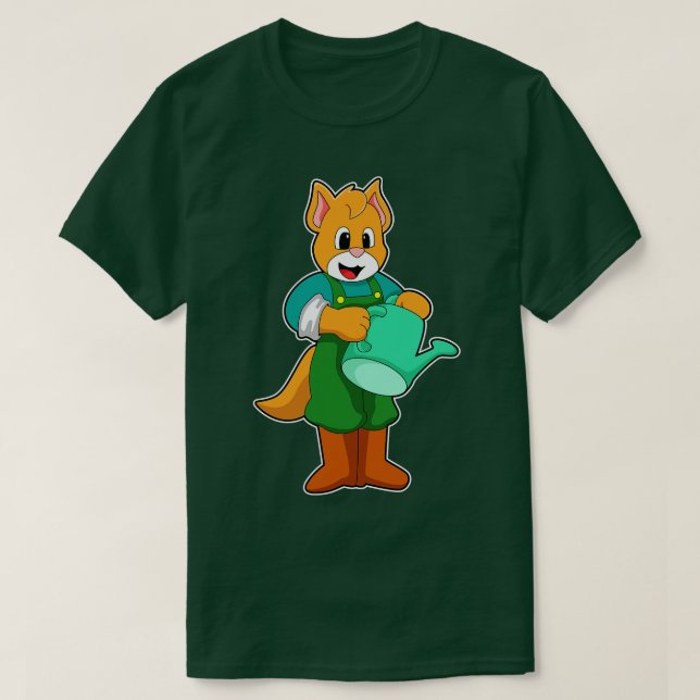 Camiseta Gato como Fazendeiro com Regador (Frente do Design)