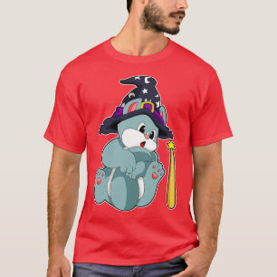 Camiseta Gato Como Feiticeiro Com Mágico Chapéu De Mão