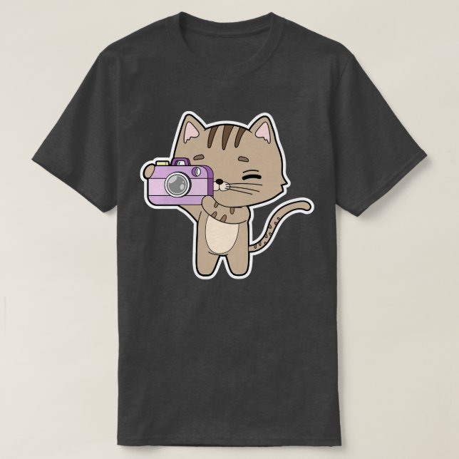 Camiseta Gato como Fotógrafo com Câmera (Frente do Design)