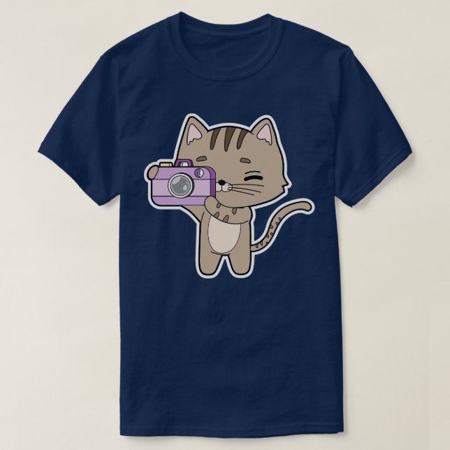 Camiseta Gato como Fotógrafo com Câmera (Frente do Design)