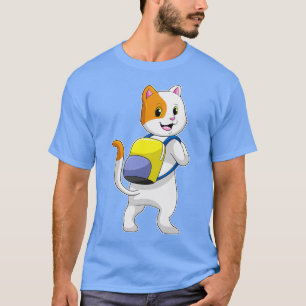 Camiseta Gato como Hiker com Mochila