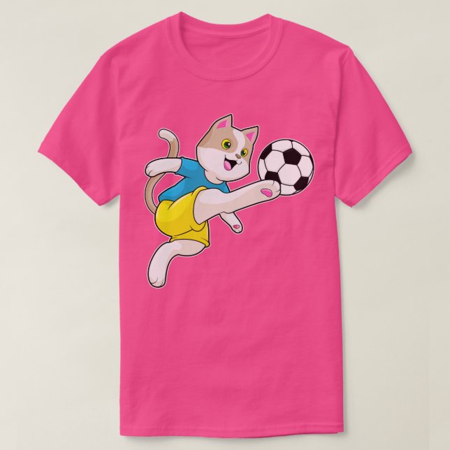 Camiseta Gato como jogador com bola (Frente do Design)