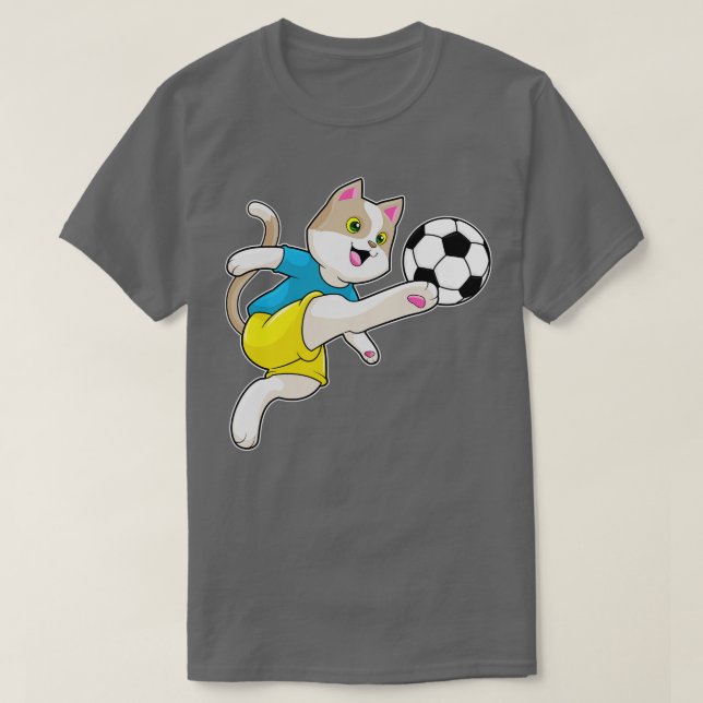 Camiseta Gato como jogador com bola (Frente do Design)