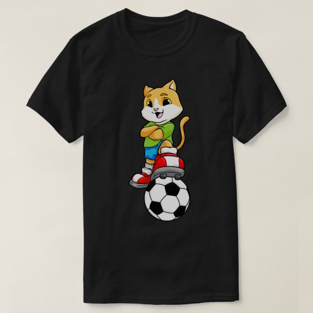 Camiseta Gato como jogador com bola e Calçados (Frente do Design)