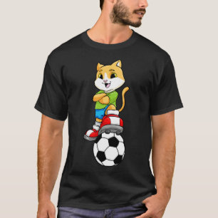 Camiseta Gato como jogador com bola e Calçados