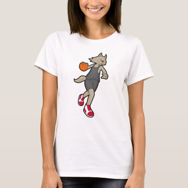 Camiseta Gato como jogador de basquetebol (Frente)