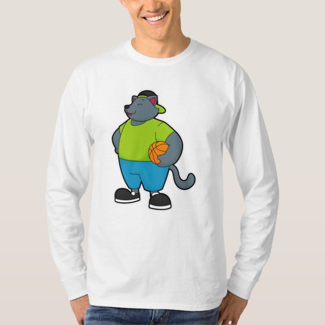 Camiseta Gato como jogador de basquetebol (Frente)