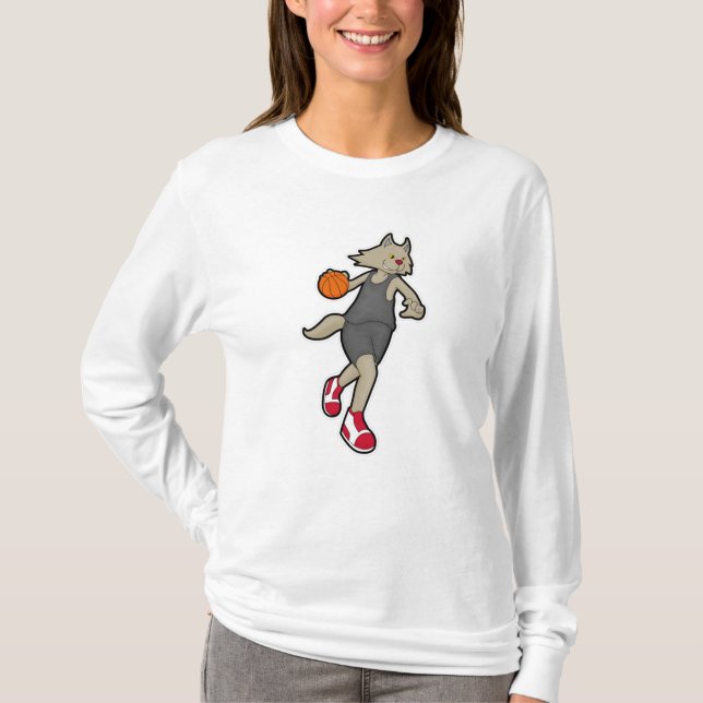 Camiseta Gato como jogador de basquetebol (Frente)