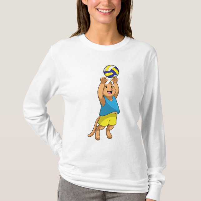 Camiseta Gato como jogador de voleibol (Frente)