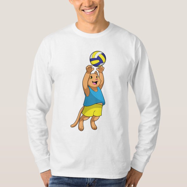 Camiseta Gato como jogador de voleibol (Frente)